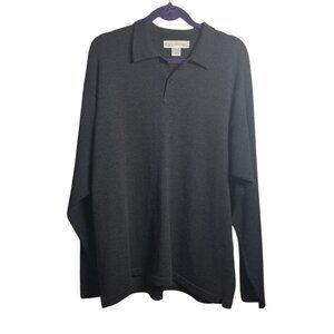 Banana Republic Dark Grey Merino Wool Men's Longsleeve Shirt Sz XL